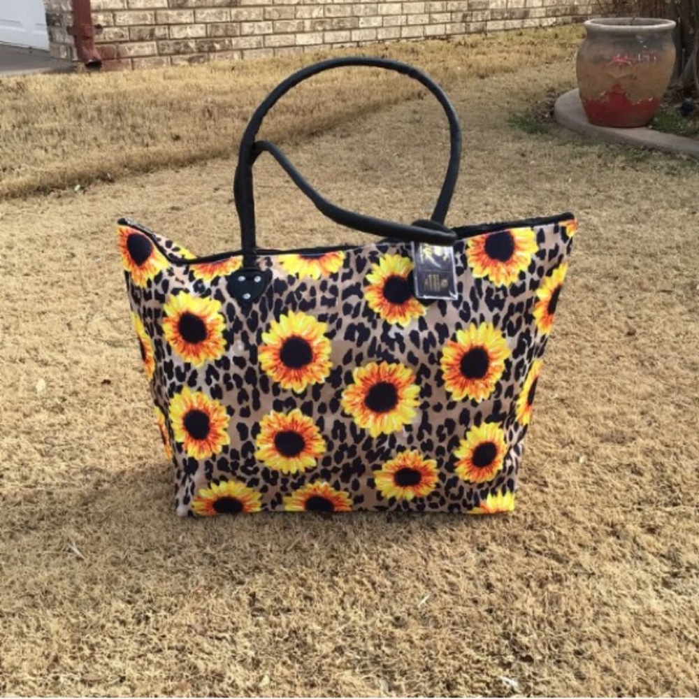 Large Sunflower Leopard Tote